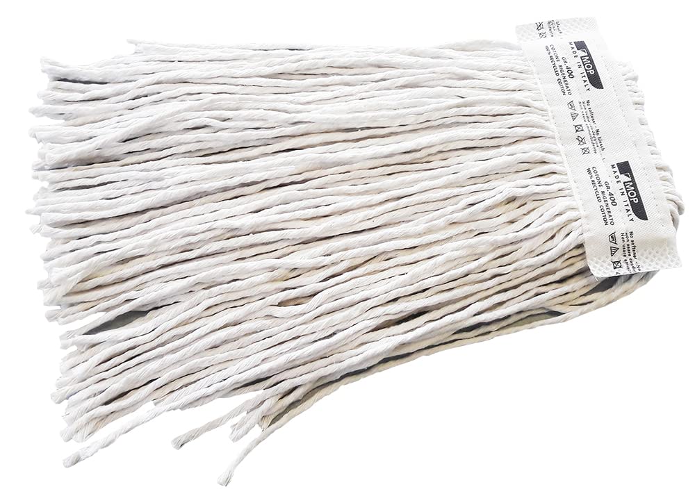 kit 3 pz ricambio mop cotone professionale a fascia gr. 350 + 1 pinza per mop Bianco