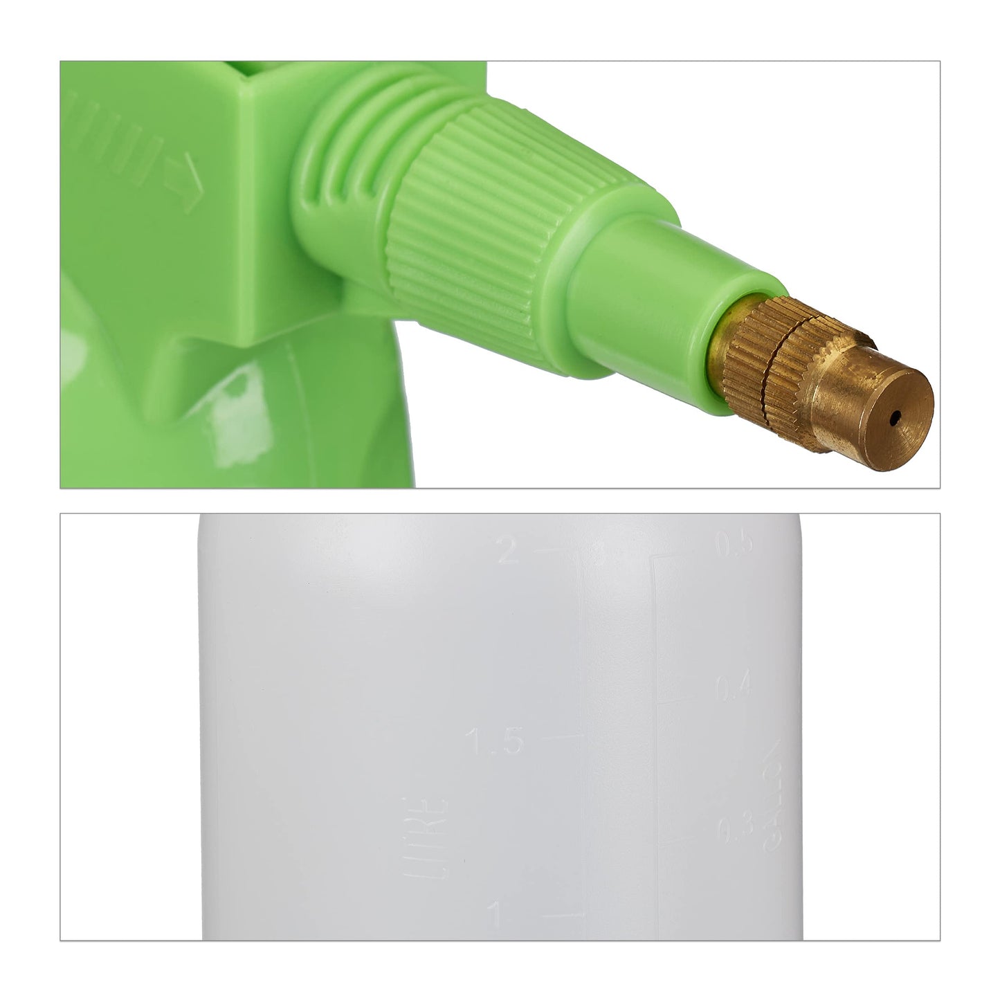 Relaxdays 2-Litre Pressure Sprayer, Adjustable Nozzle, Water and Weed Killer, Garden Sprayer, White/Green