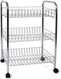 Carrello Cucina Carrellino Trolley Multiuso Porta Frutta Portaverdura Portatutto Carrello Salvaspazio in Metallo con 3 Cestini Rettangolari 4 Ruote 3 Colori 41 x 26 x 64 cm