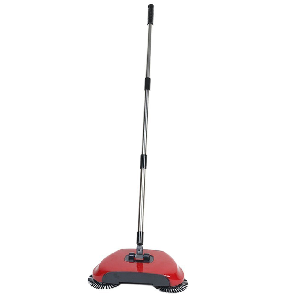 Spazzatrice Manuale 2 in 1 con Doppia Spazzola, Scopa Manuale Rotante a 360 Gradi per Pavimenti in Piastrelle di Legno, Compatta, Leggera, Facile da Pulire