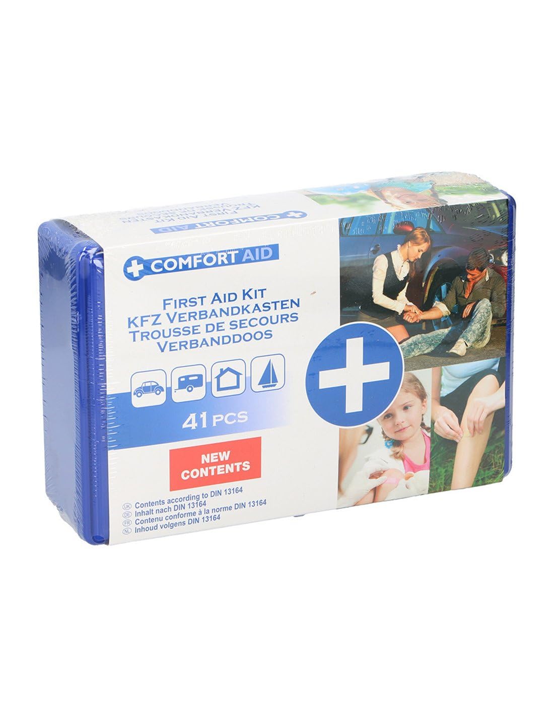 Fercasashop - 41-piece first aid kit for home, work, or travel. Complies with DIN 13164.
