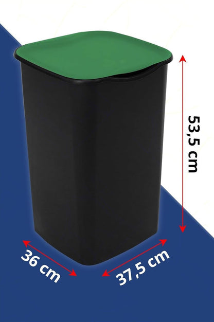 Lot de 3 poubelles fermées pour le tri sélectif, 50 L + une poubelle supplémentaire de 50 L pour les déchets non triés, avec 30 sacs à poignées, format maxi 70 x 75 cm