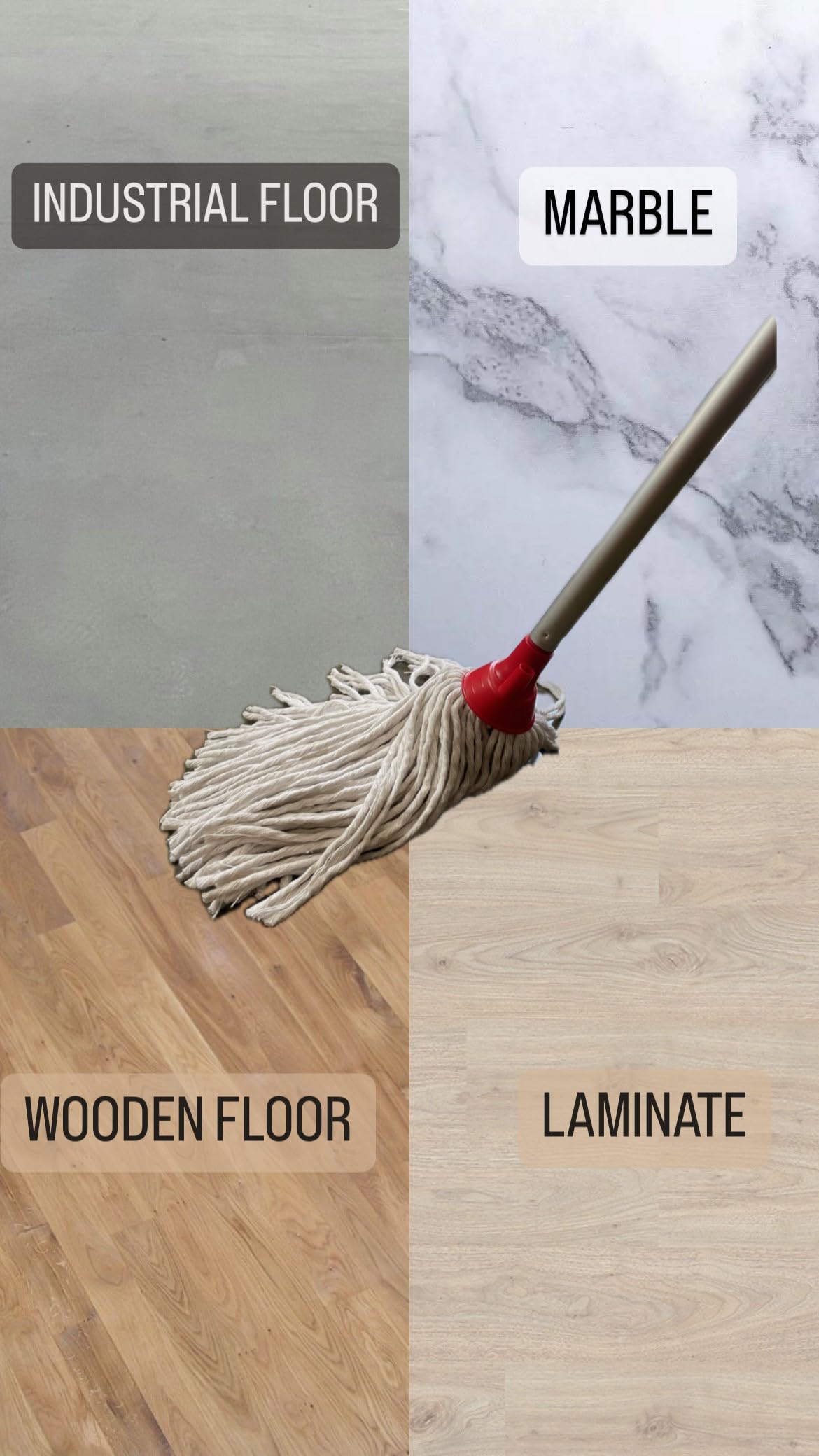 6 pcs professional cotton floor mops with screw attachment, 270 g