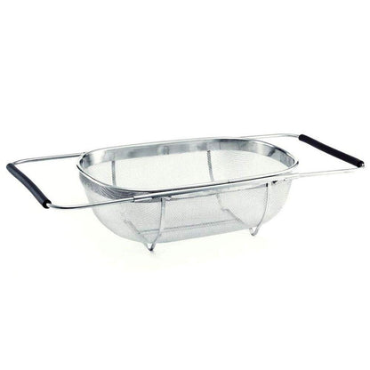 Cestello Scolapasta Estensibile per Lavello Cucina Colpasta Lava Verdure Frutta in Acciaio Inox con Manici Allungabili Fino a 55cm Accessori Cucina