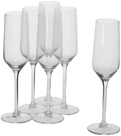 Set 6 Bicchieri Flute Champagne 22cl - Calici Eleganti per Prosecco, Spumante e Vino Frizzante - Lavabili in Lavastoviglie