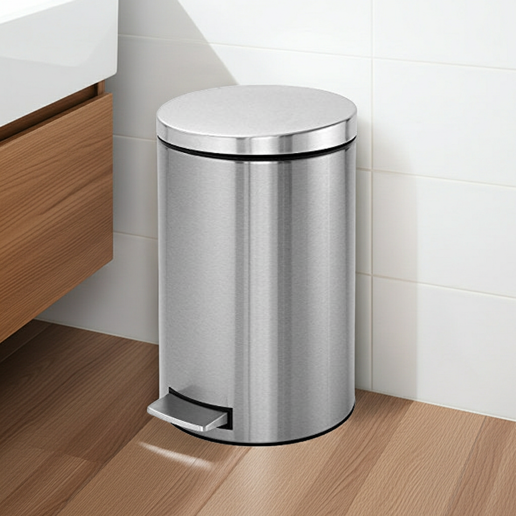 FOFO' Pedal bin with polished stainless steel tray