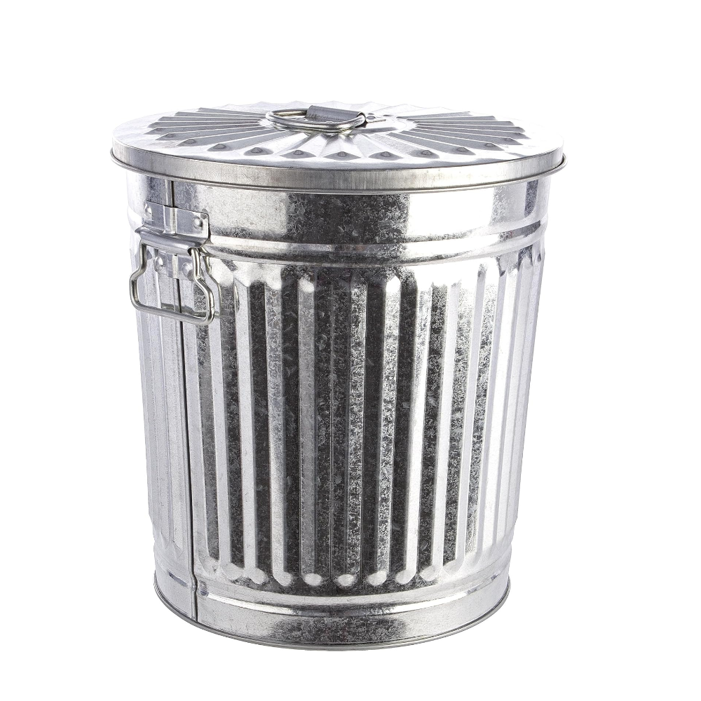 FERCASASHOP® - Waste Bin with Lid, Diameter 42 cm, Height 49 cm, Zinc, Capacity 62 Liters, Basket, Rubbish Bin, for Garbage, Bin with Handles
