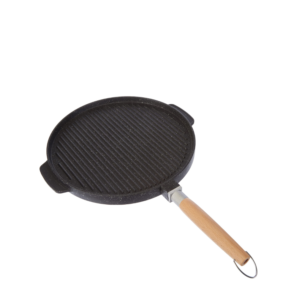 Double-Sided Grill Pan, Stone, Black, Non-Stick, 32x32x3 cm