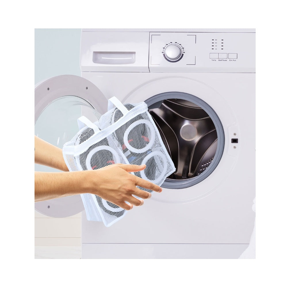 Rete per Lavaggio Scarpe in Lavatrice - 2 Scomparti 32x29x12cm - Sacchetto Protettivo