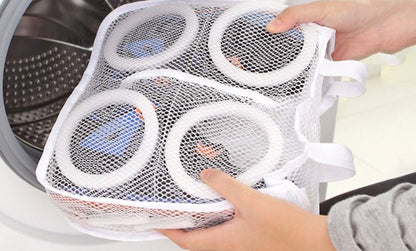 Rete per Lavaggio Scarpe in Lavatrice - 2 Scomparti 32x29x12cm - Sacchetto Protettivo