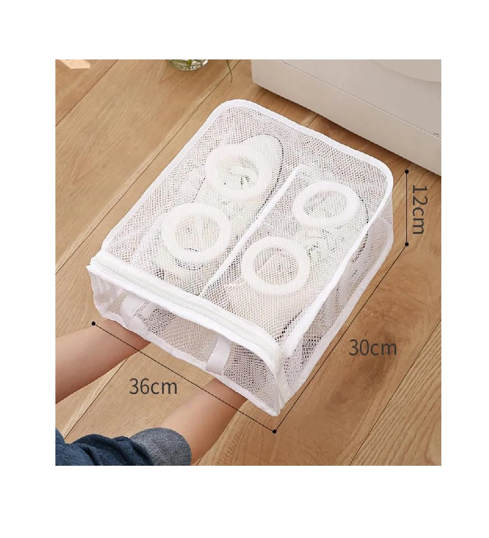 Rete Lavaggio Scarpe Lavatrice 2 Scomparti 32x29x12cm