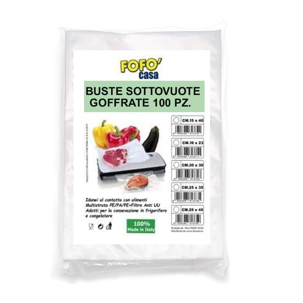 100 Buste Sottovuoto Alimenti  Goffrate Varie Misure