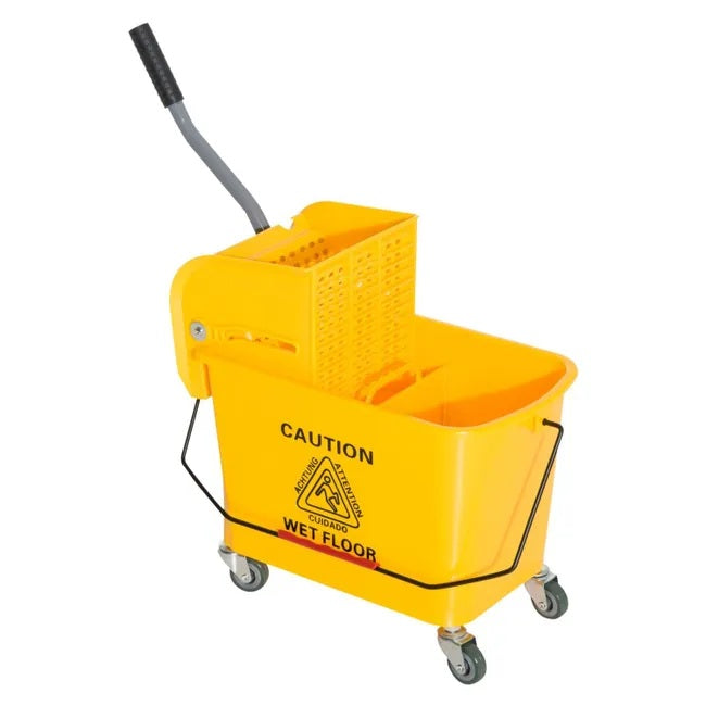 Carrello Mocio Professionale 20L con Strizzatore e Pannello Divisorio – 60×27×70,5 cm, Giallo