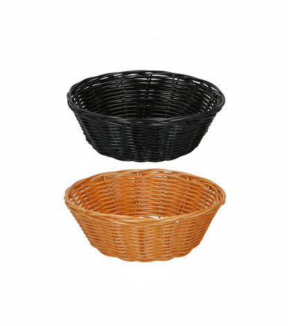 Set 2 Cestini Pane Intrecciati MOD. VIMINI Marrone Nero - CM.20