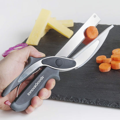 Coltello-Forbici con Mini Tagliere Integrato InnovaGoods - 2 in 1 Multifunzione