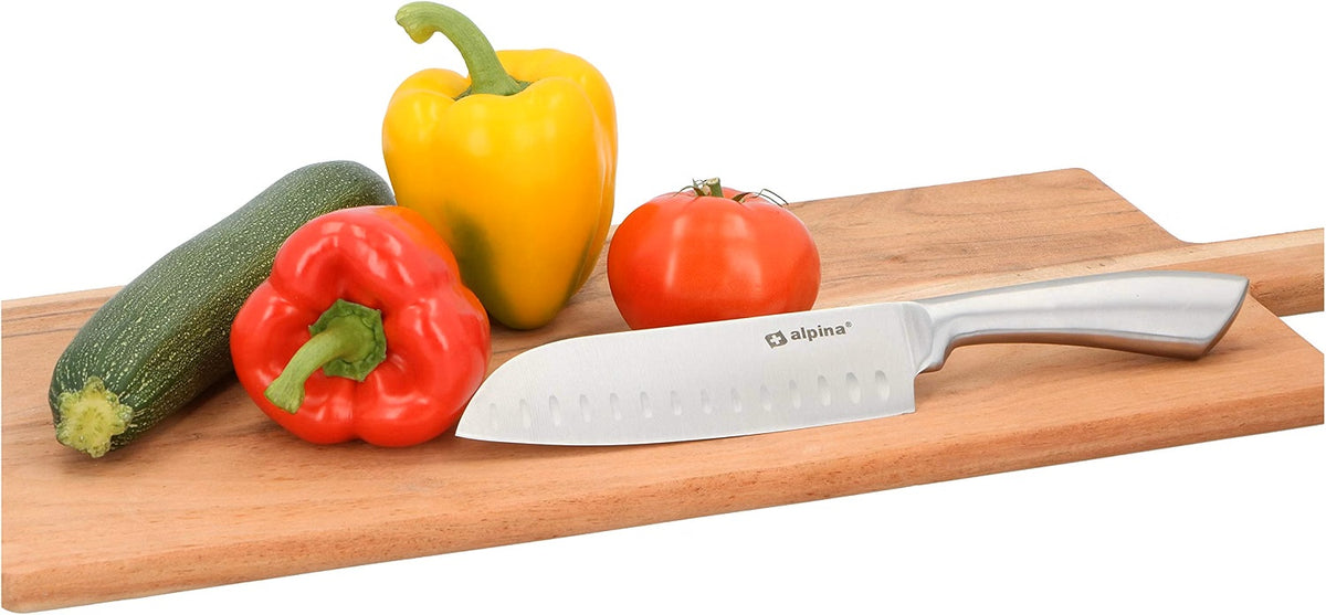 Coltello Santoku 32 cm – Lama Alveolata in Acciaio Inox, Manico Ergonomico