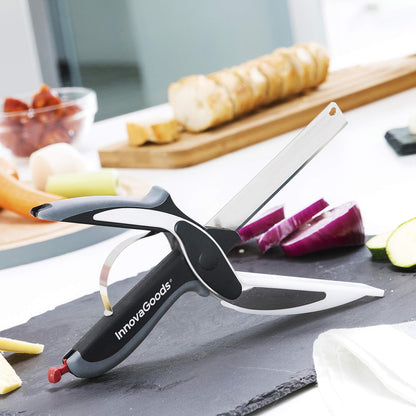 Coltello-Forbici con Mini Tagliere Integrato InnovaGoods - 2 in 1 Multifunzione