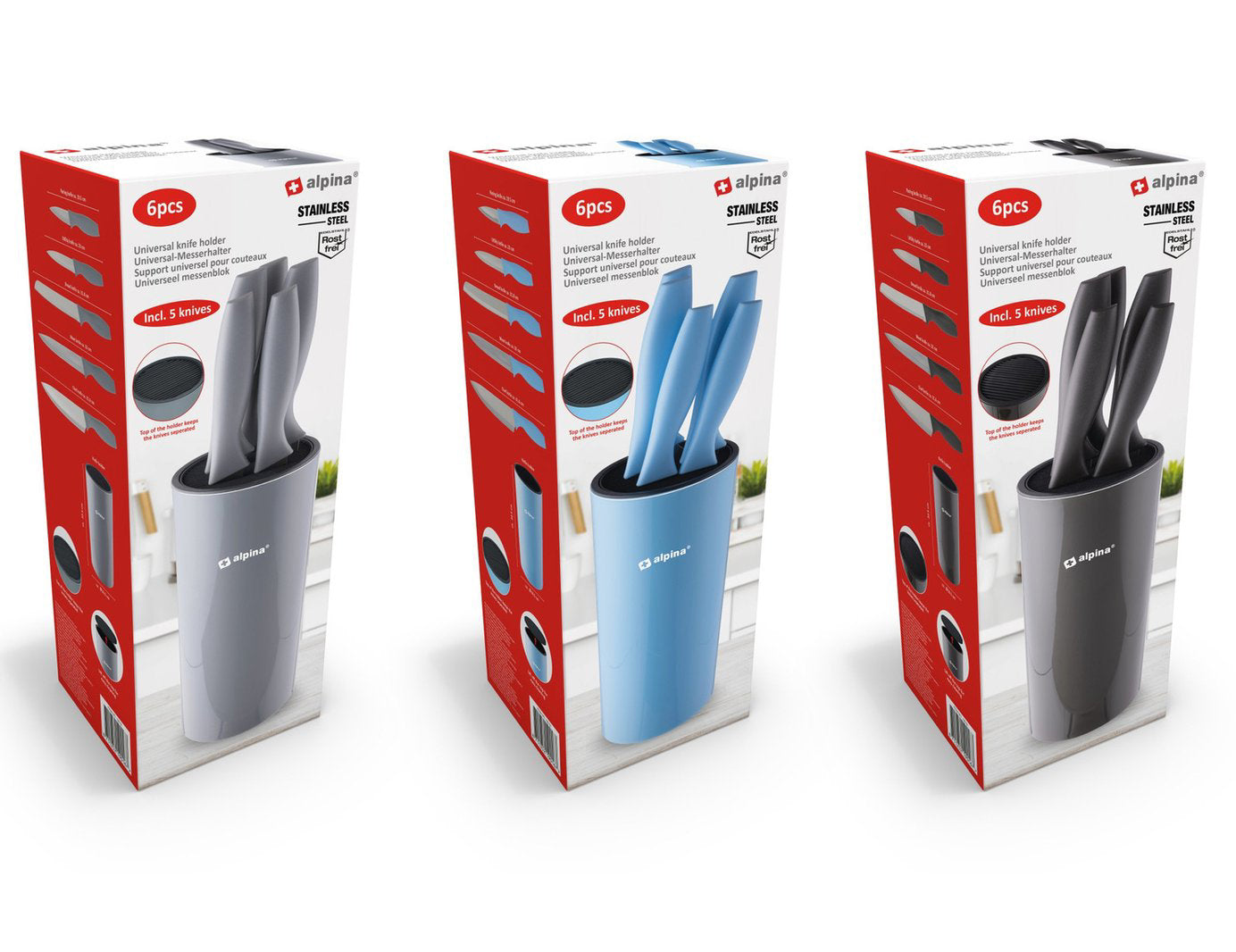 SET 5 COLTELLI CON SUPPORTO CM10,5x22