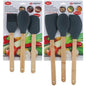 Set 3 Utensili Cucina Silicone Alpina - Spatola Pennello Cucchiaio Manico Legno