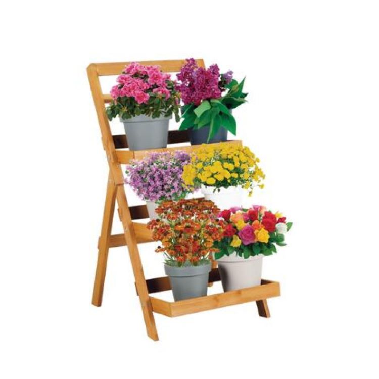 Fioriera per piante in legno 3 ripiani 71x35x46cm