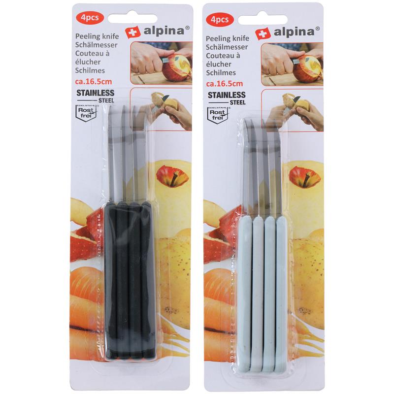 Set 4 Pelapatate Alpina in Acciaio Inox 16.5cm - 2 Colori Disponibili