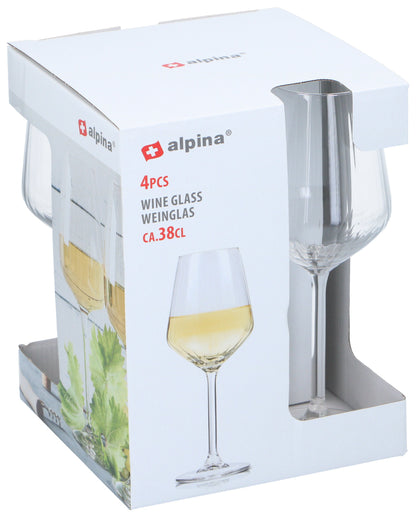 Bicchiere Vino Optiek 380ml - Set 4 Pezzi Eleganti