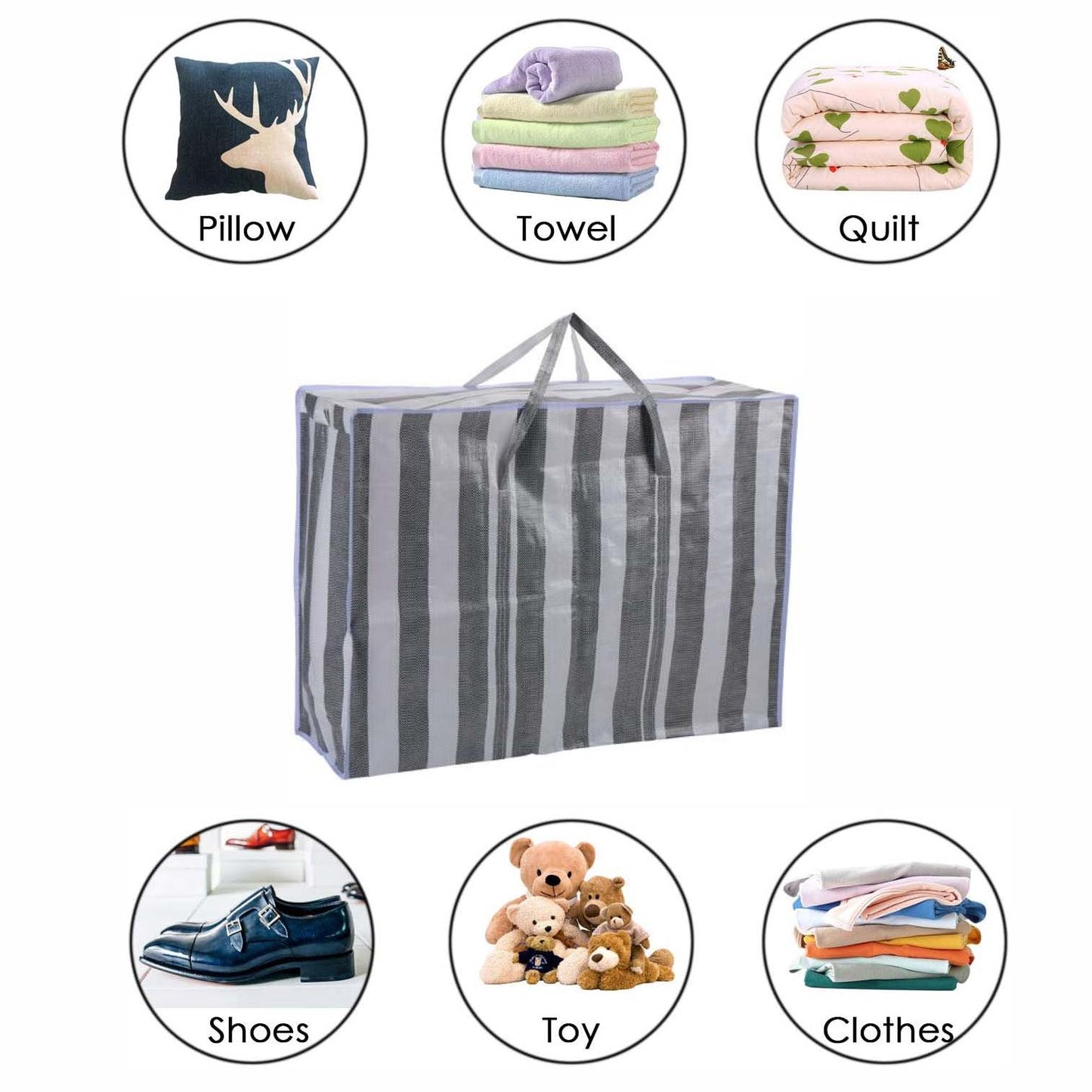 Borsa Portaoggetti XL 125L con Cerniera - Organizer per Traslochi, Vestiti e Viaggi