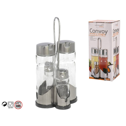 Set Menage da Tavola Convoy - Olio, Aceto, Sale e Pepe con Supporto