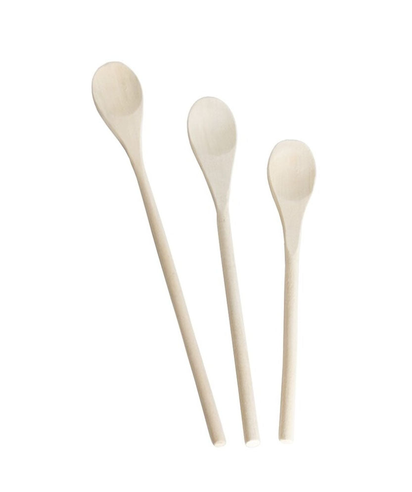 Set 3 Cucchiai Legno Naturale 35-30-25cm Utensili Cucina