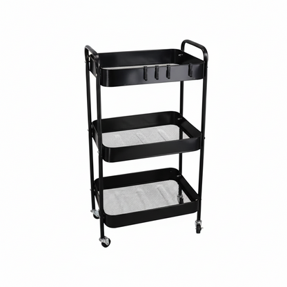 Carrello Multiuso 3 Ripiani Lolly 78x30x45cm Nero - Organizzazione Cucina Bagno