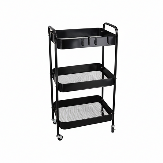 Carrello Multiuso 3 Ripiani Lolly 78x30x45cm Nero - Organizzazione Cucina Bagno