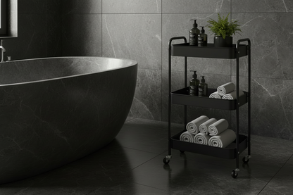 Carrello Multiuso 3 Ripiani Lolly 78x30x45cm Nero - Organizzazione Cucina Bagno