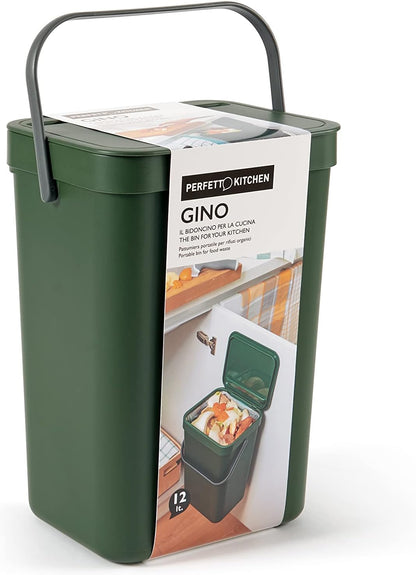 Pattumiera Umido da Appendere 12L Gino - Bidone Organico Cucina 2 Colori