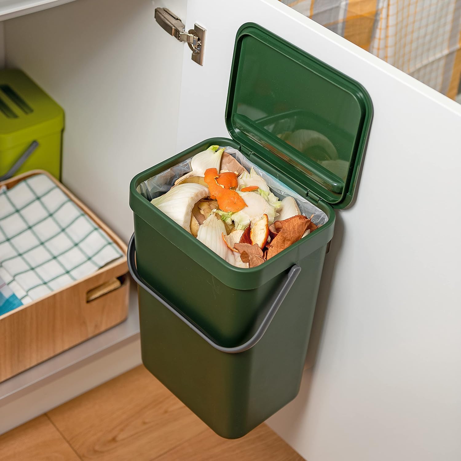 Pattumiera Umido da Appendere 12L Gino - Bidone Organico Cucina 2 Colori
