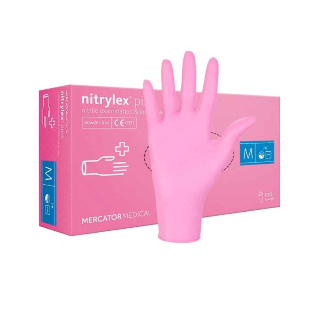 Guanti Monouso in Nitrile Rosa Senza Polvere – MERCATOR NITRILE | 100 pz