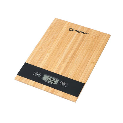 Balance de cuisine numérique Alpina en bambou 5 kg - Fonction tare, arrêt automatique, écran LCD
