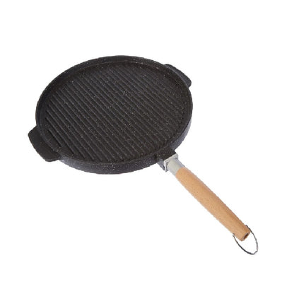 Griglia Bistecchiera Padella Doppia Faccia, Pietra, Nero,Antiaderente, 32x32x3 cm