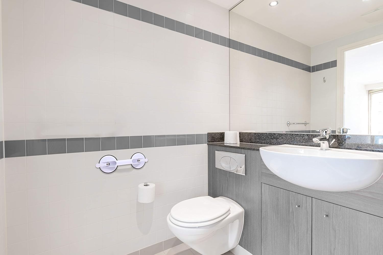 Maniglione di Sicurezza a Ventosa per Bagno, Doccia e WC – Estensibile 57 cm, Senza Forare