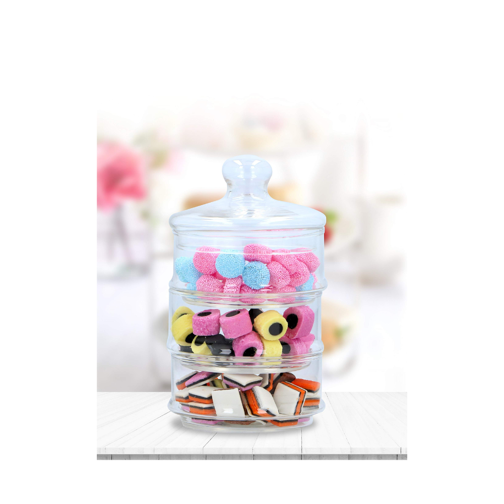 Porta Bon Bon 3 Livelli Vetro Confettata 23x12cm