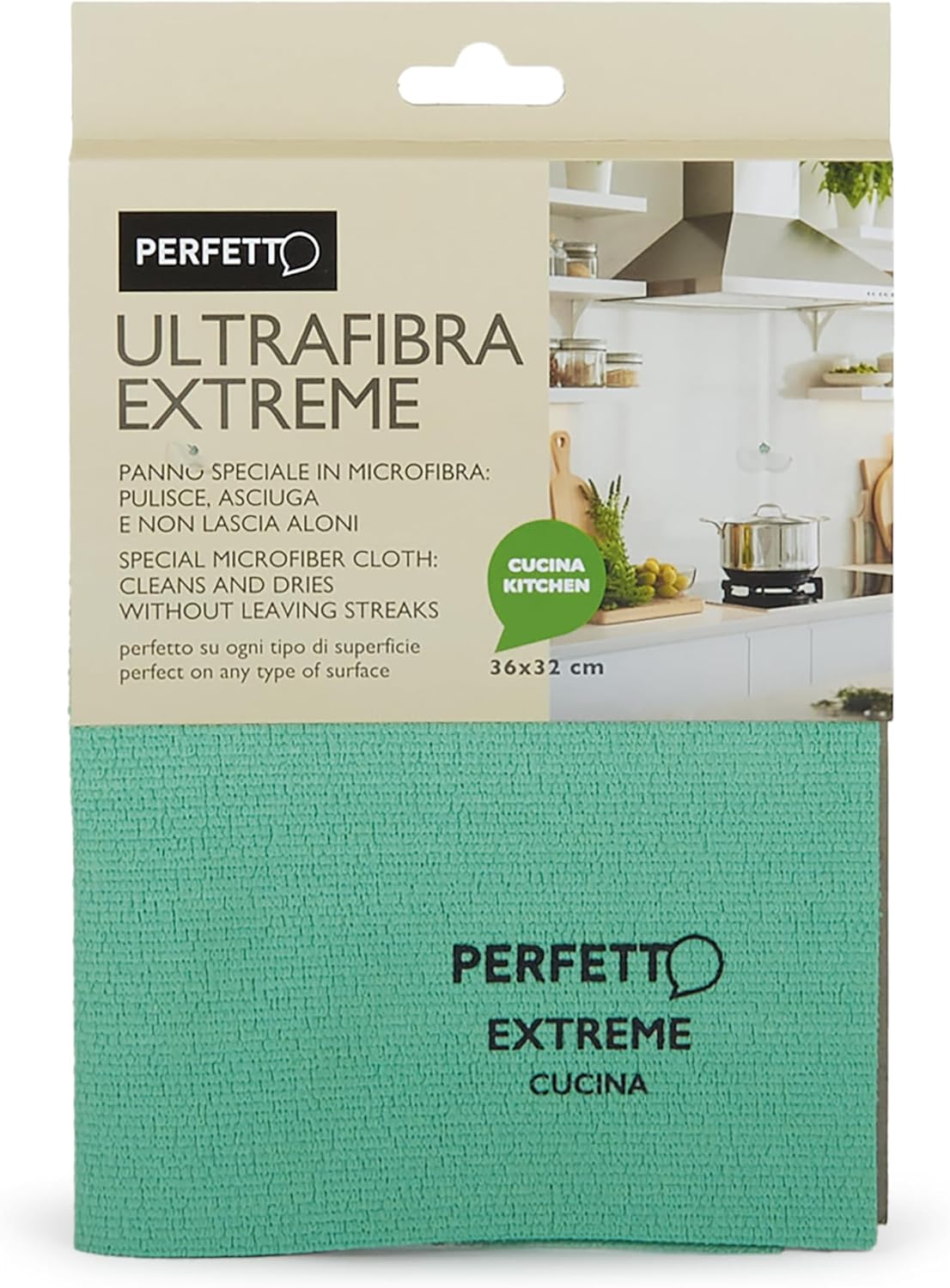 Perfetto Extreme Multipurpose Cloth for Steel/Glass, Fabric, Blue, 36x32x0.5 cm