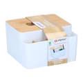 Portafazzoletti Bianco Coperchio Bambù Alpina 16x15cm