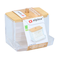Porta Cotton Fioc Trasparente Coperchio Bambù Alpina 8cm