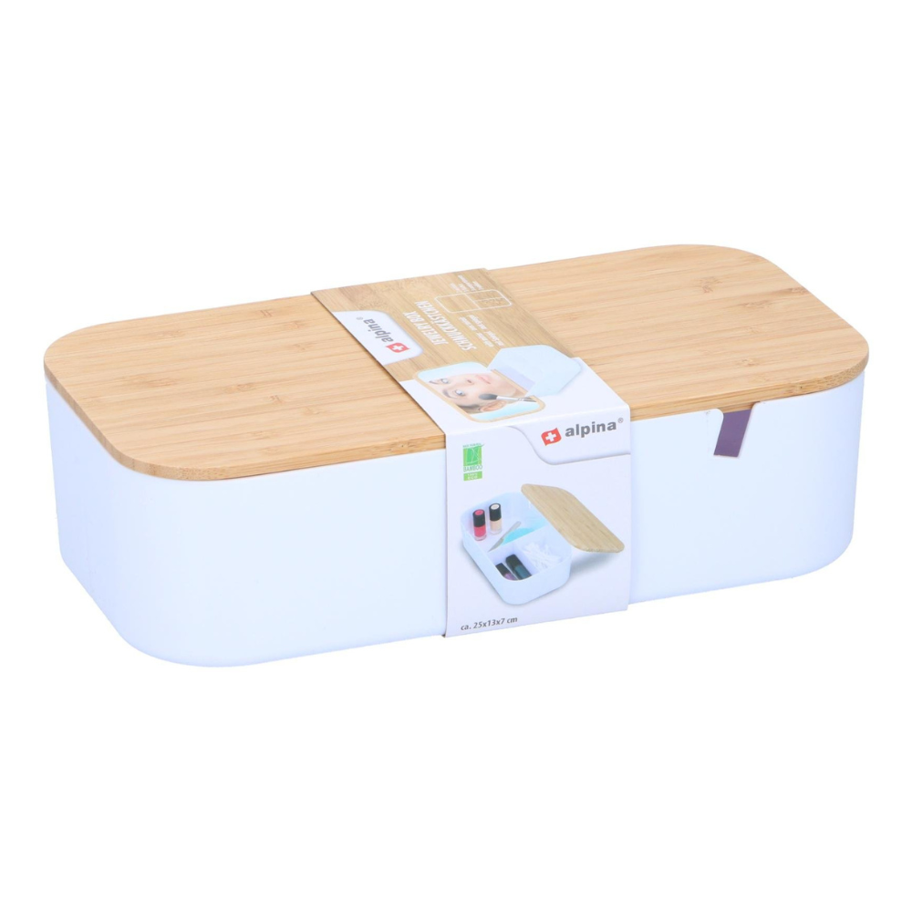 Portagioie Specchio 25x13x7cm Bambù Bianco Alpina