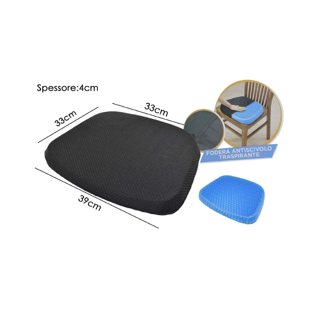 Cuscino Gel Ortopedico 42x35cm Postura Sciatica Bib