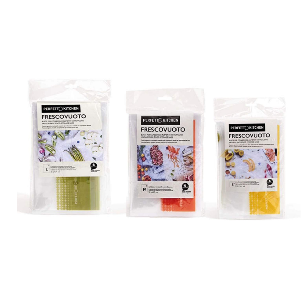 18 PCS. PERFETTO KITCHEN FRESCOVUOTO vacuum bag 6 sizes S + 6 sizes M + 6 sizes L