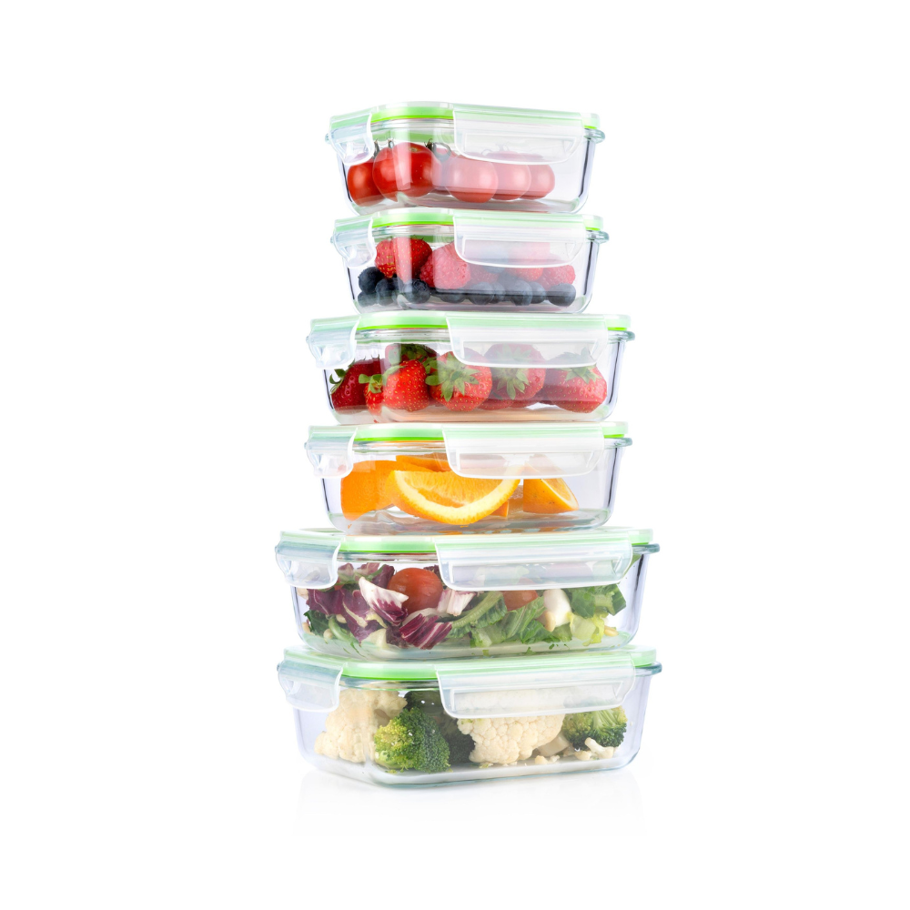 Set 6 Contenitori Vetro Borosilicato Ermetico 370-1050ml