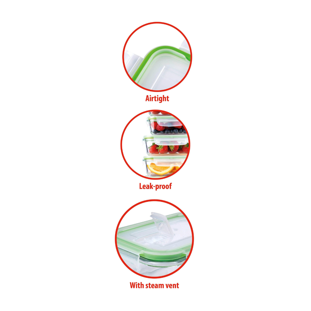 Set 6 Contenitori Vetro Borosilicato Ermetico 370-1050ml