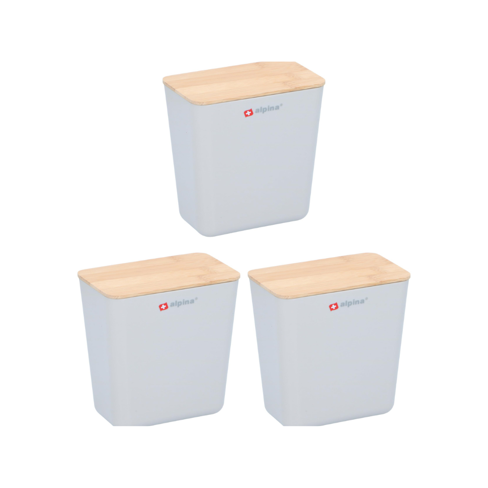Alpina 3-Piece Food Storage Container Set - 1L Airtight Food Storage Containers - 13.5 x 13 x 8 cm - Plastic Storage Boxes for Kitchen Organization - White