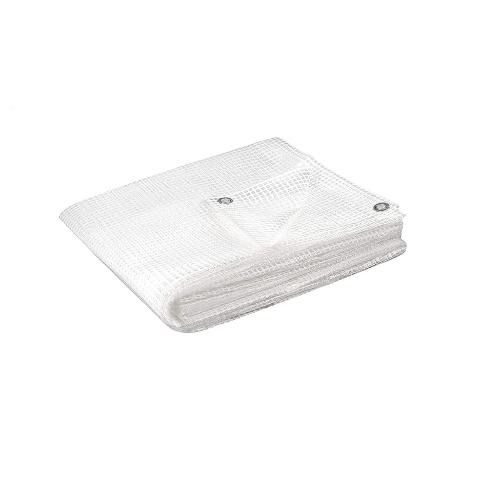 Fercasashop White Mesh Tarpaulin 200x300 cm with Eyelets - Covering and Protection for Outdoor Furniture, Privacy and Insulation for Camping - Furniture Cover