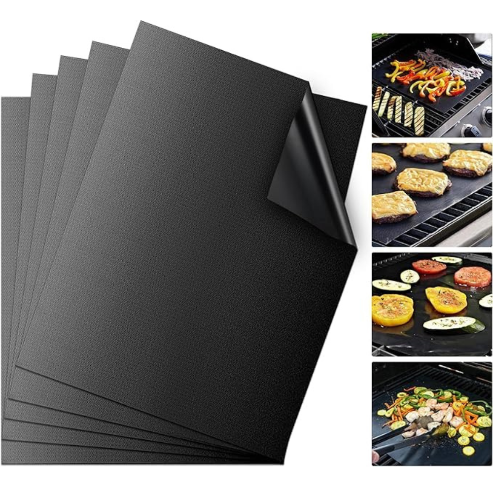 FERCASASHOP Grill Mats 40x33 cm, 3 pieces Non-stick Barbecue Mats Heat Resistant, Reusable and Easy to Clean, for Gas Grill Charcoal Oven and Electric Grill…